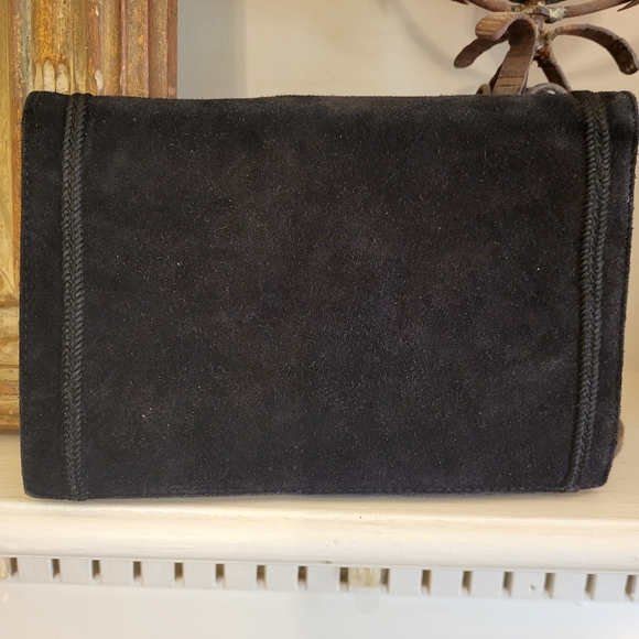 1950s Lord And Taylor black suede clutch bag - Picture 5 of 11